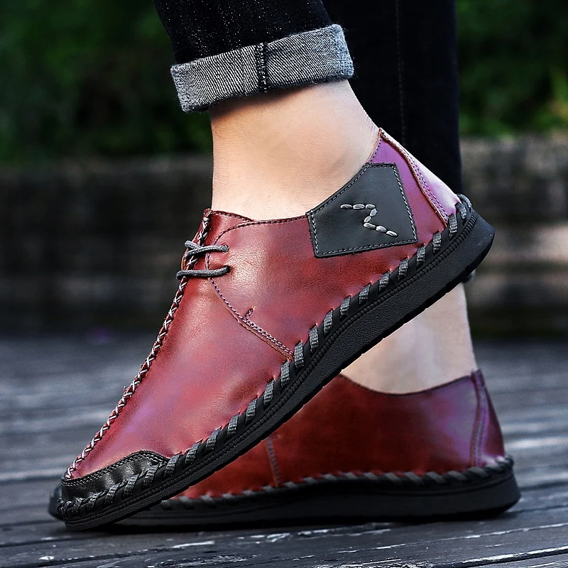 Fashion Casual Leather Shoes Men 2024 Slip On Loafers British Style Shoes Comfortable Casual Sneakers Good Quality