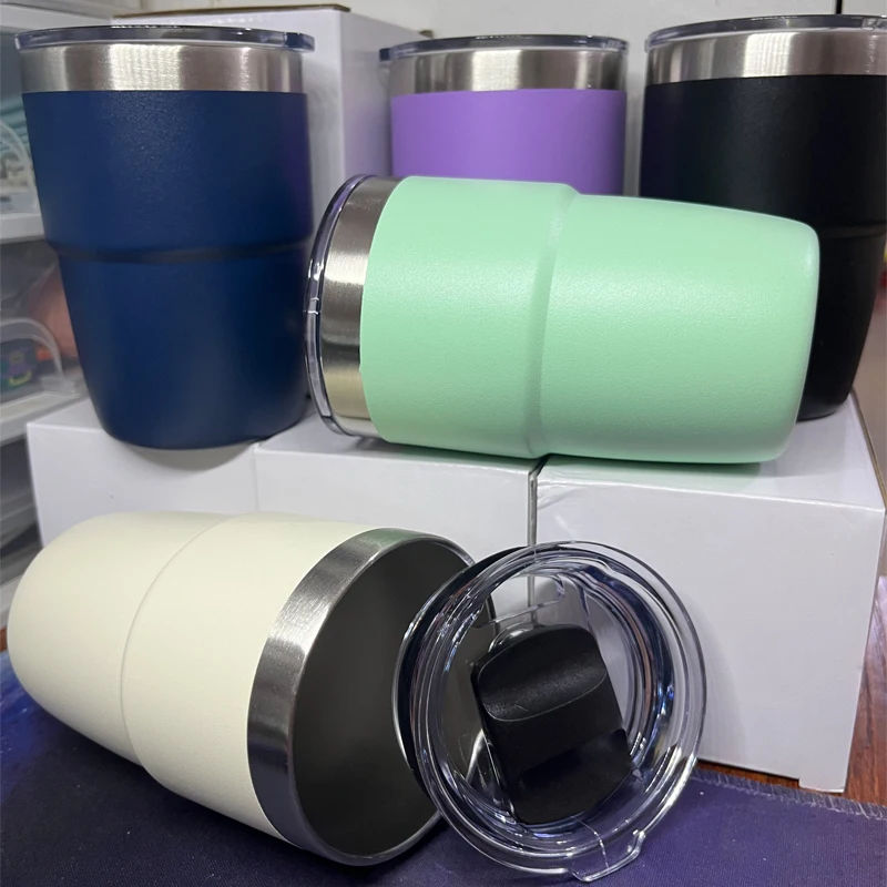 Thermos in acciaio inossidabile da 8 once Tazza di ghiaccio portatile multicolore Mini tazza da caffè isolata a doppio strato con bottiglia d\'acqua