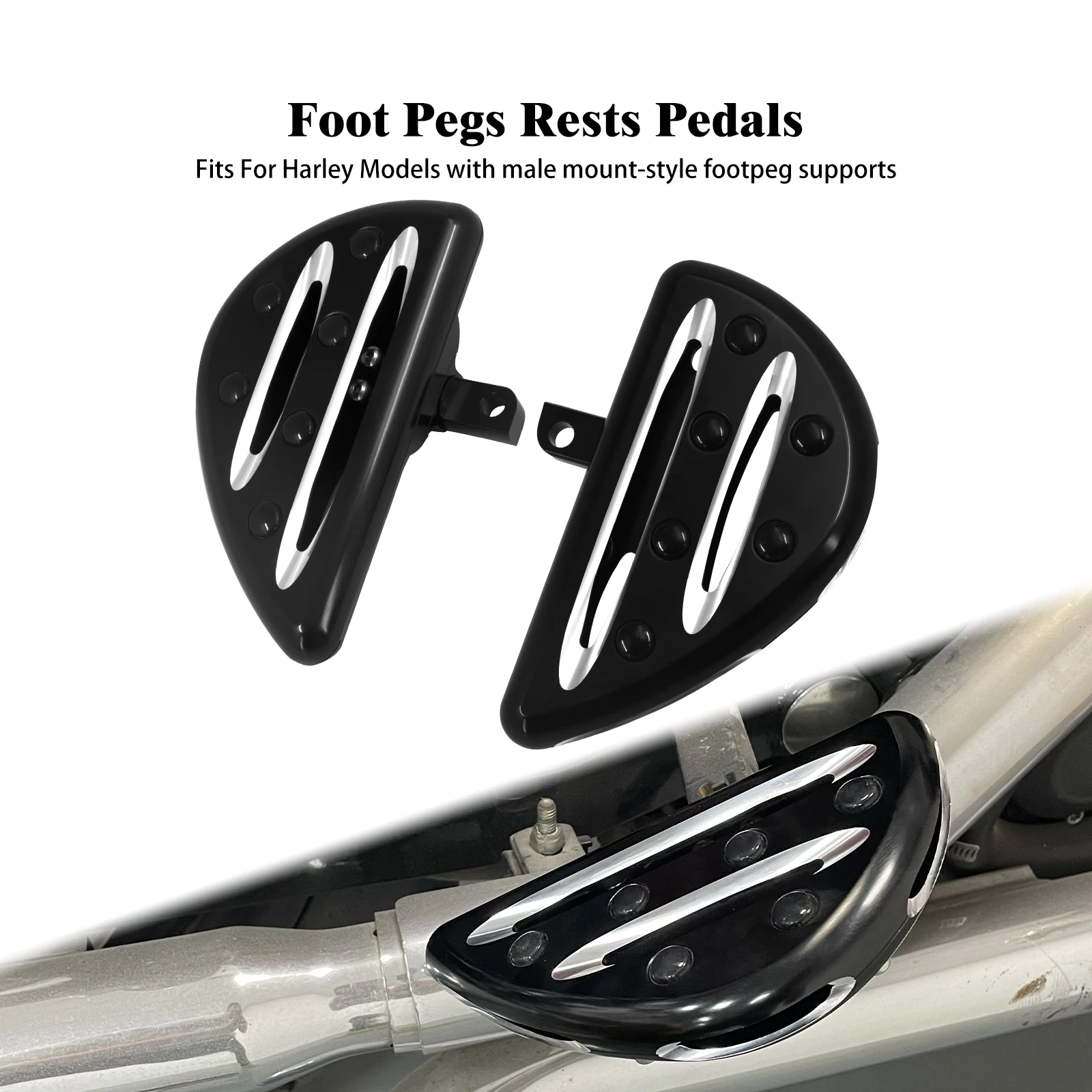 

Motorcycle Foot pegs Male Mount Foot Rests Floorboard CNC Aluminum For Harley Touring Road King FLH Sportster XL883 XL1200 Dyna
