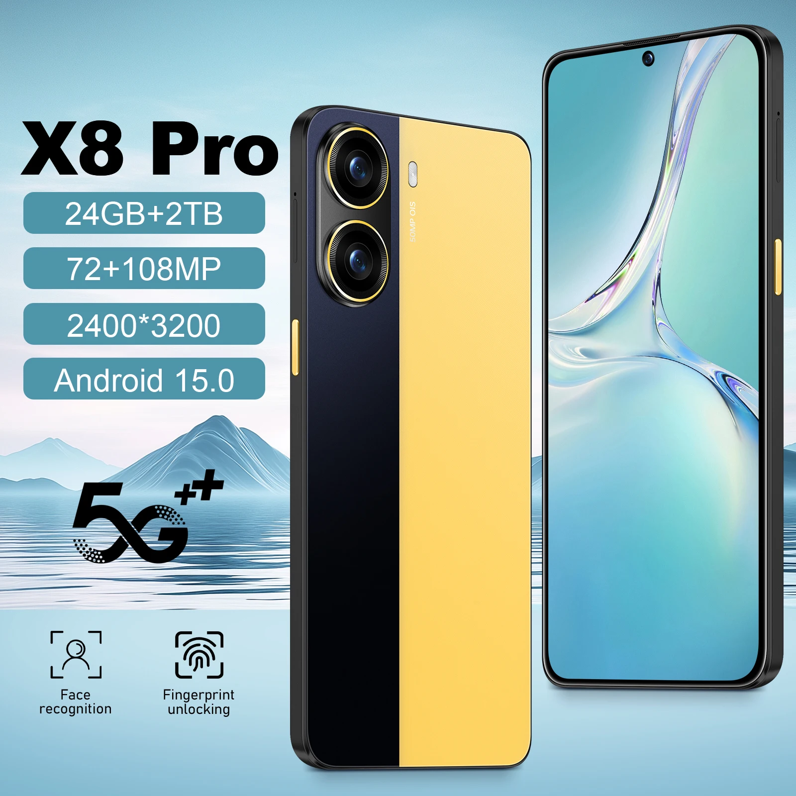 

2026 HOT X8 Pro 7.3HD Global Edition Оригинальный смарт-планшет с двумя картами и аккумулятором емкостью 7800 мАч