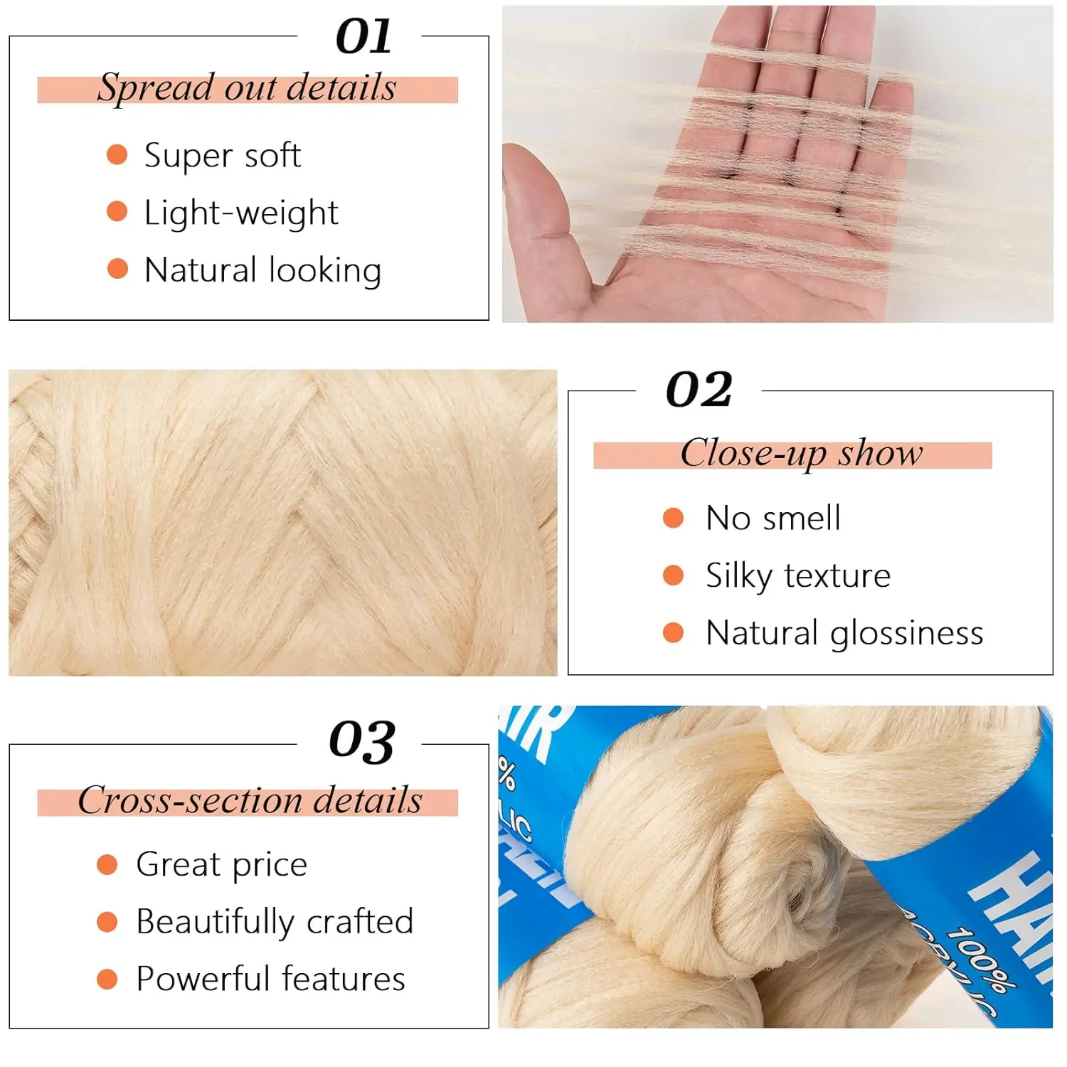 Extensiones de Cabello brasileño de lana sintética ecológica para trenzado, Ideal para giros senegaleses y estilos de cerdas de imitación, 50m