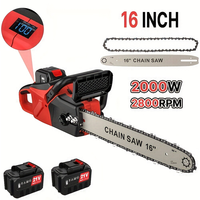 16 Inch Brushless Electric Chainsaw Handheld Cordless Cutting Saw Woodworking Garden Pruning Power Tool with 2 21V Batteries