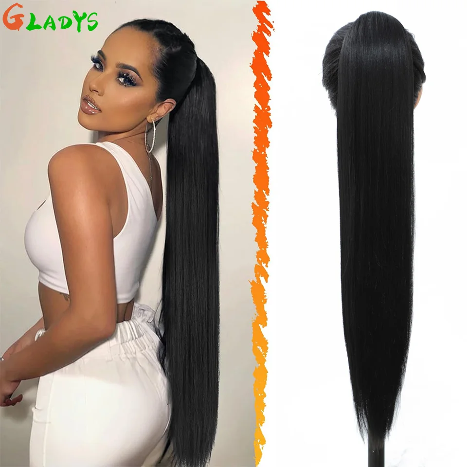 

Long Straight Drawstring Ponytail Extensions 28 Inch Long Synthetic Ponytail Hair Pieces Black Ponytails Extension For Women
