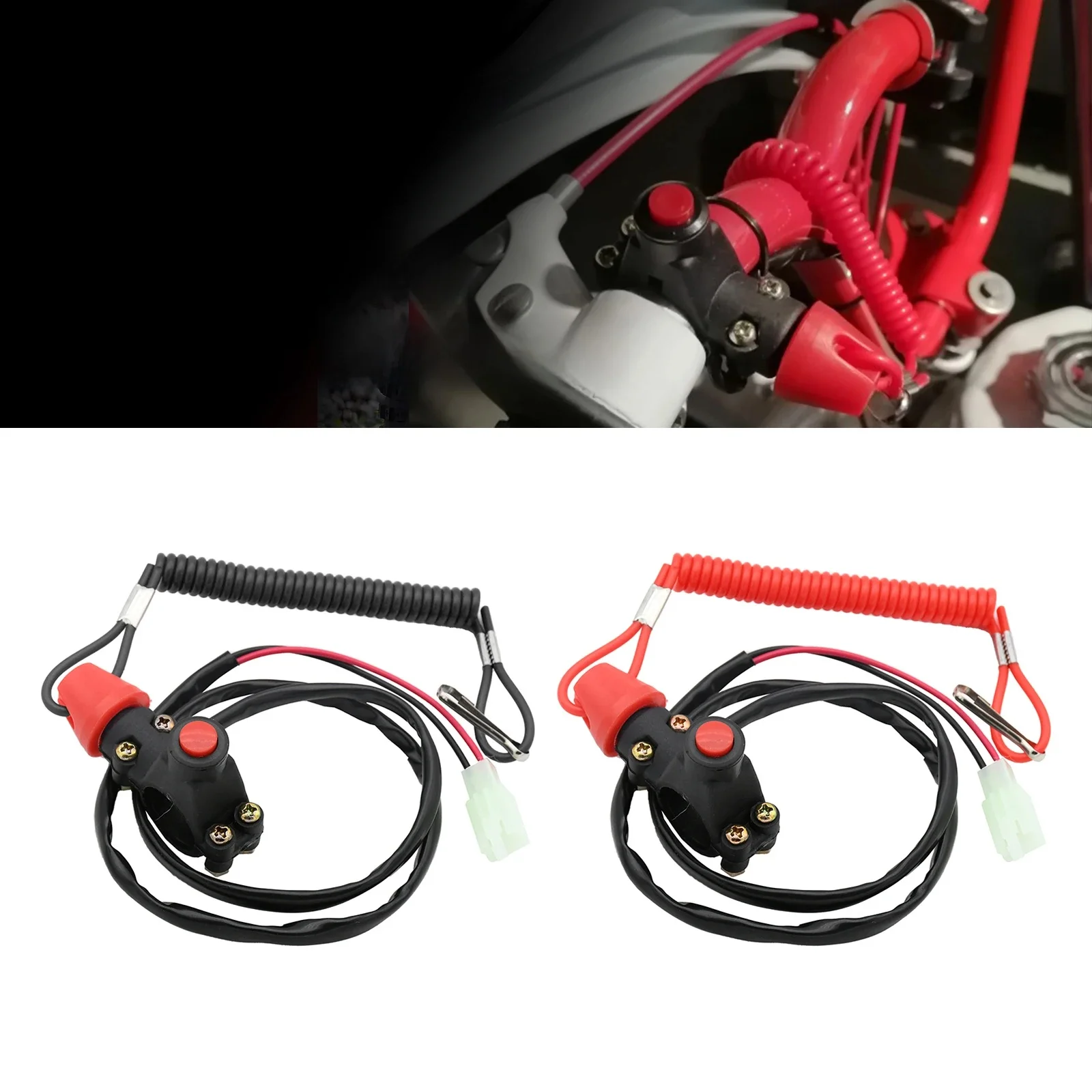 Lanière d'attache pour moto ATV, arrêt d'urgence, bouton poussoir pour Suzuki KTM Honda Yamaha Kawasaki, pièces universelles