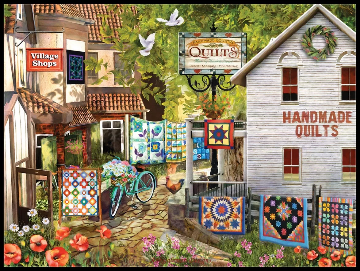 Village Shops - Counted Cross Stitch Kits - DIY Handmade Needlework Embroidery 14 CT Aida Sets DMC Color