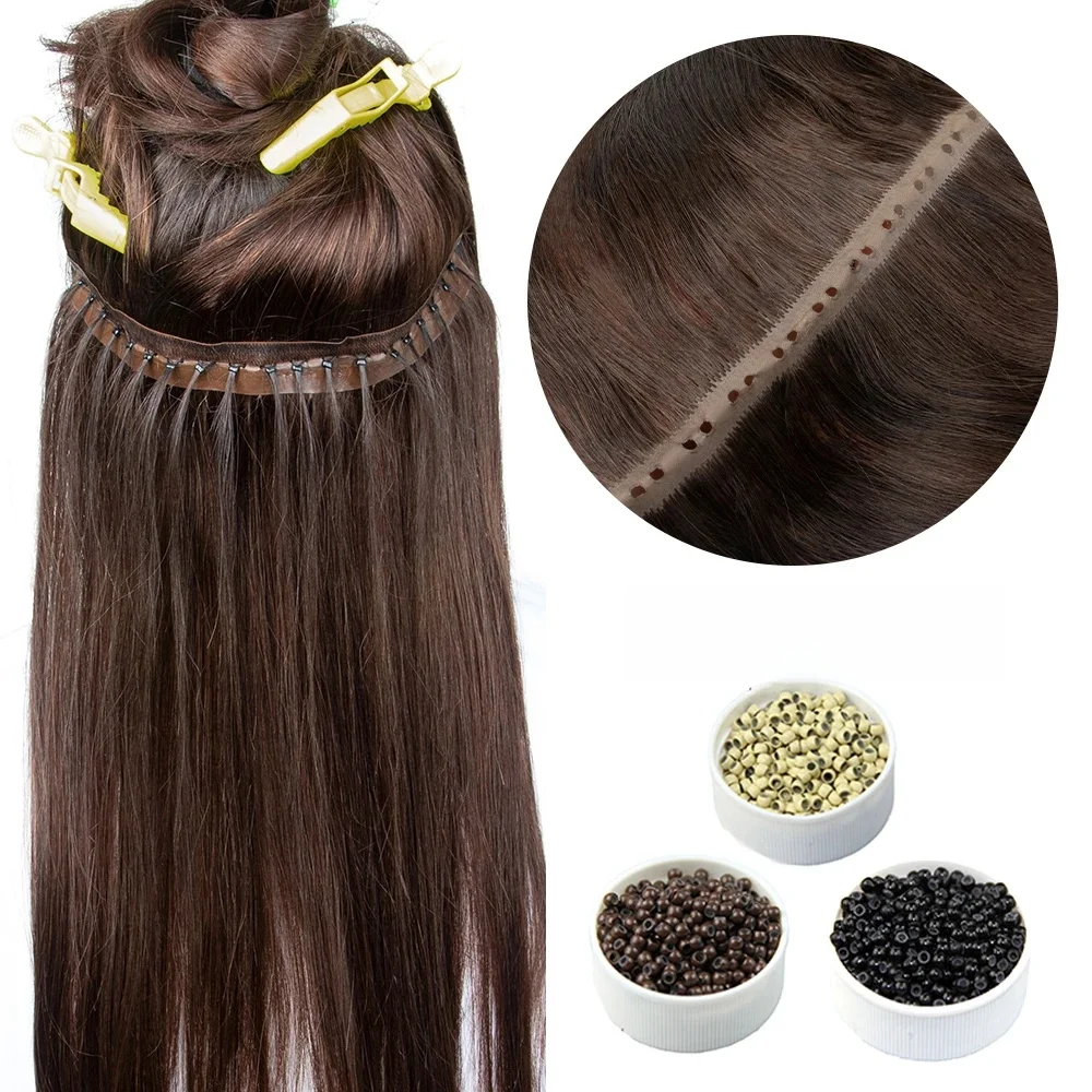 Onzichtbaar gat Platte Pu-tape Echt haar Twin Tabs 25 cm Lange tape PU-inslag Echt menselijk haar Geen lijm Microlink-toepassing 40-50 g - afbeelding 2