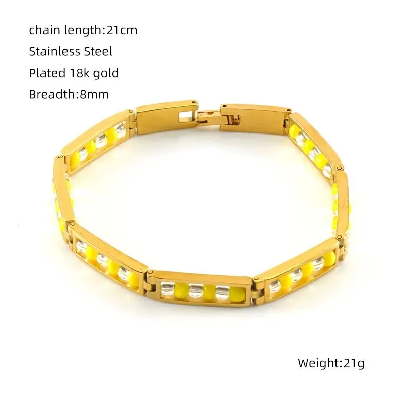 CARLIDANA 2022 Neue Ankunft Edelstahl Schmuck Grün und Gelb Farbe Orula Armband Mix Perlen Unisex Armreif Für Frauen – Detail 9