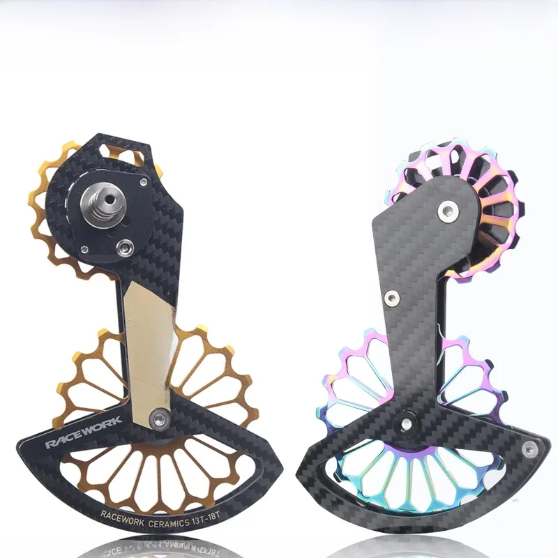 AliExpress RacewoRK RACEWORK 18T Road Bike Rear Derailleur Carbon Fiber Ceramic Bearing Pulley Guide Wheel Rainbow For SHIMANO R7000 R8000/8050/9100