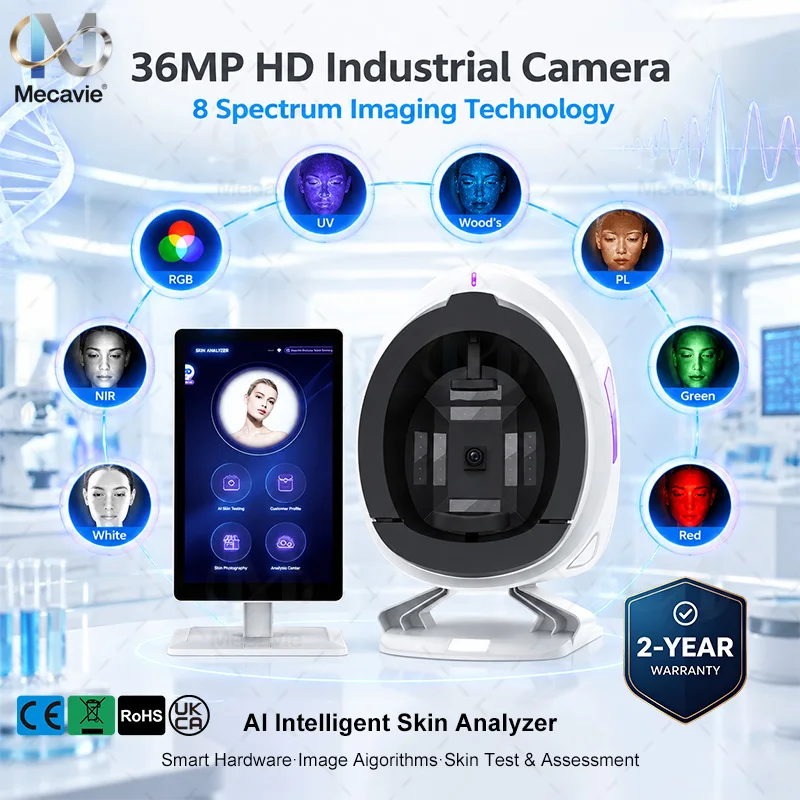 AI Intelligent Skin Analyzer Machine 36MP HD 8 Spectrum Imaging 19 Skin Indicators Face Skin Detector Cloud Storage Beauty Salon