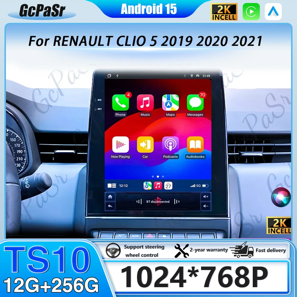 Android 16 para renault clio 5 2019 2020 2021 estilo tesla 9.7 polegada navegação rádio do carro reprodutor multimídia gps 5g wifi sem 2din dvd