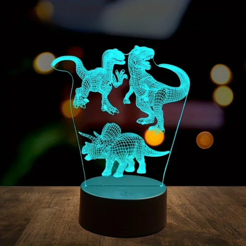 Veilleuse 3D dinosaure rétro 1 pièce, lampe de table à interface USB, lampe décorative d'ambiance de vacances, cadeau de vacances à des amis.