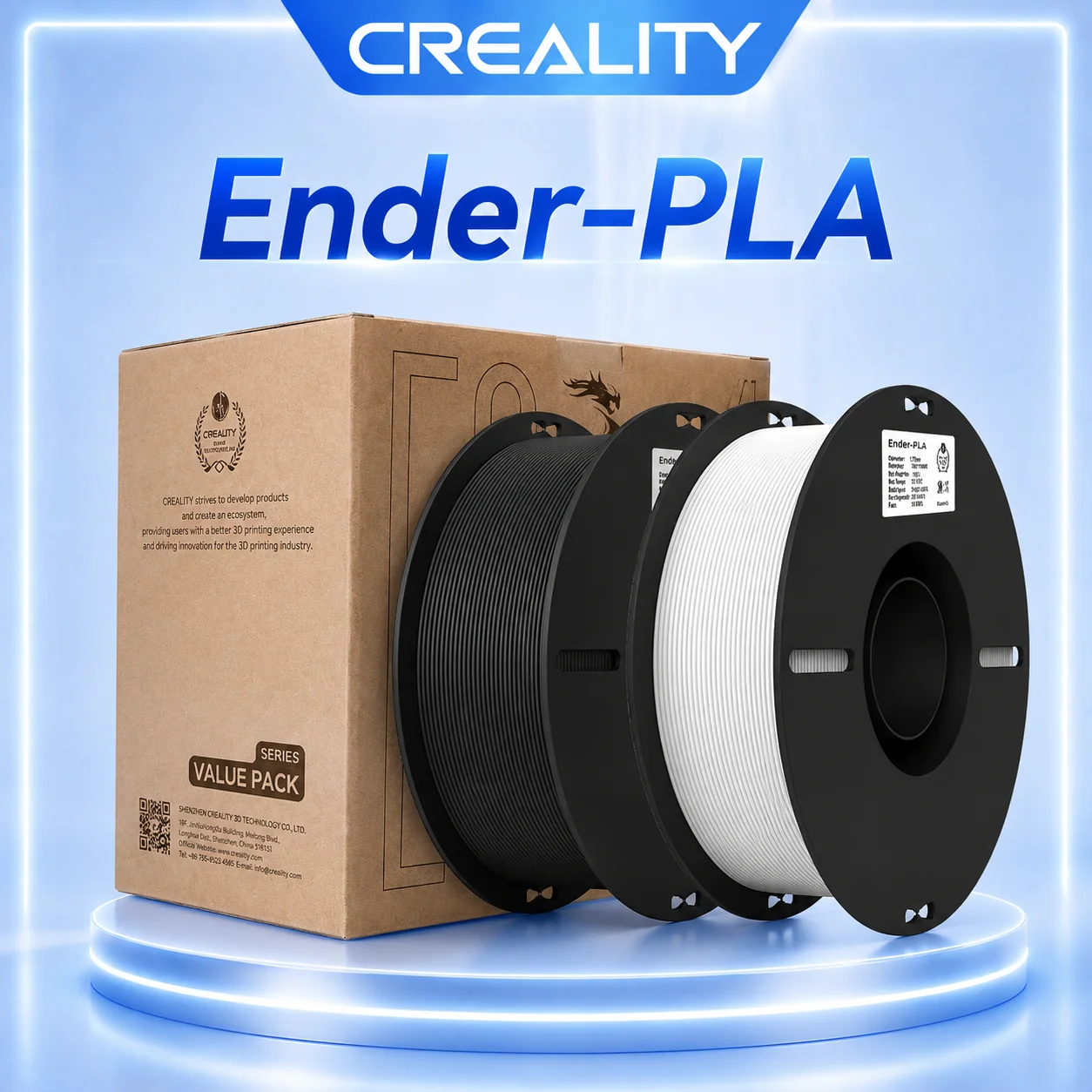 

Creality Ender-PLA Value Pack 2KG PLA Filament 1.75mm PLA 3D Printer Filament White and Black 2 Spools Pack Fit Most 3d Printer