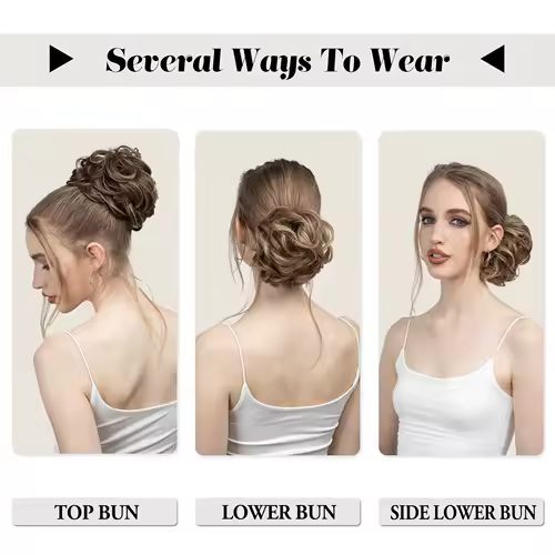 Synthetic Messy Hair Bun Extensions Big Curly Elastic Hair Scrunchies Hairpieces Chignon Donut Updo Hair Pieces for Women - Image 5