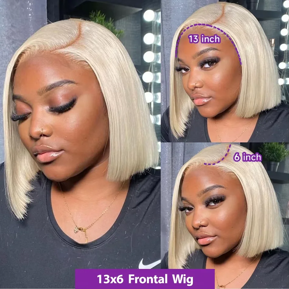 YKB 613 HD Lace Frontal Wig 13x6 Bone Straight Human Hair Wigs Preplucked Blonde Colored 14 16 Inch Brazilian Raw For Women 200%