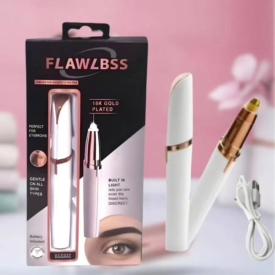 Caneta Flawless A Depilador Indolor Para Sobrancelha  Recarregável USB  Portátil e Fácil de Usar com LED Integrado e Hipoalergên