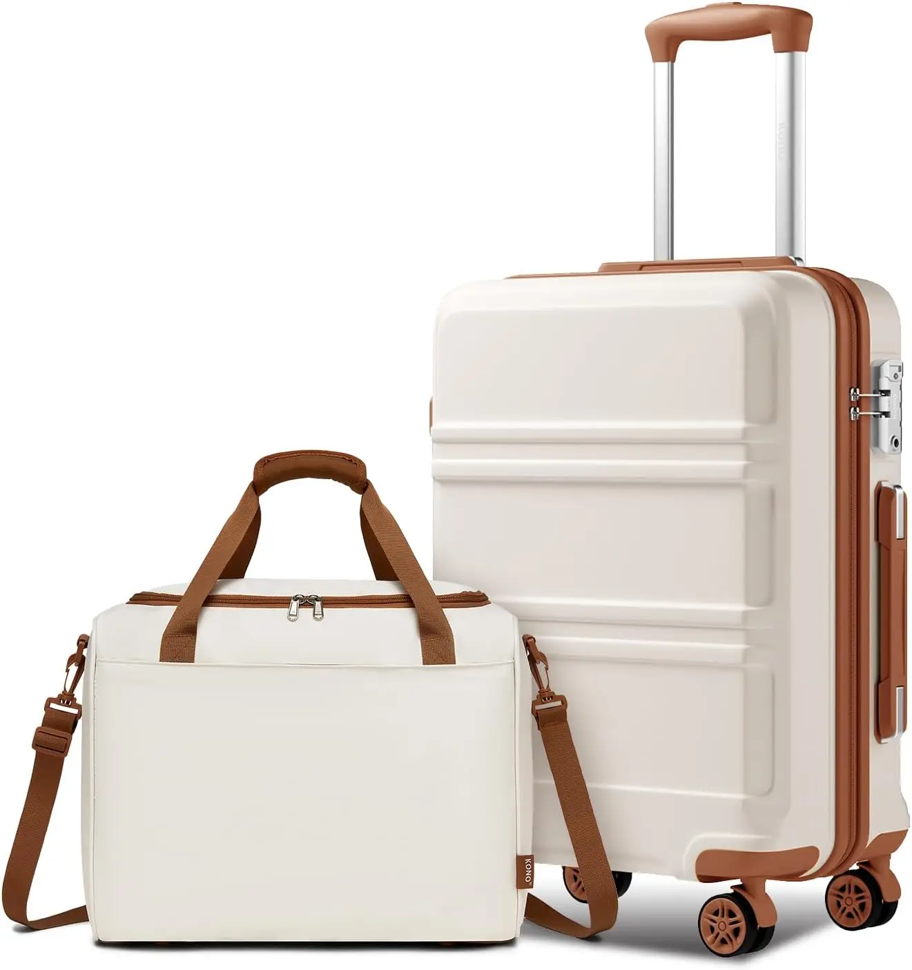 KONO 2-tlg. Reise-Set: Koffer & Tasche, Ryanair-tauglich, TSA-Schloss, leise Rollen, für Geschäfts- & Freizeitreisen