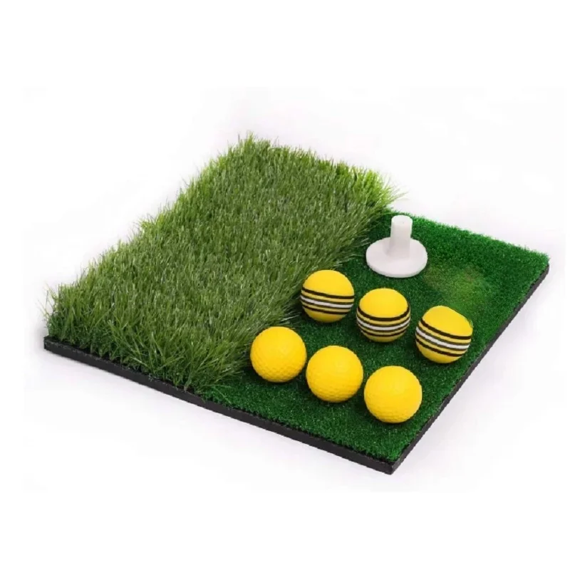 Podwójna powierzchnia Turf Golf praktyka uderzenie mata przenośny Golf uderzenie mata gumowa trójnik i 6 piłek golfowych w zestawie — zdjęcie 2