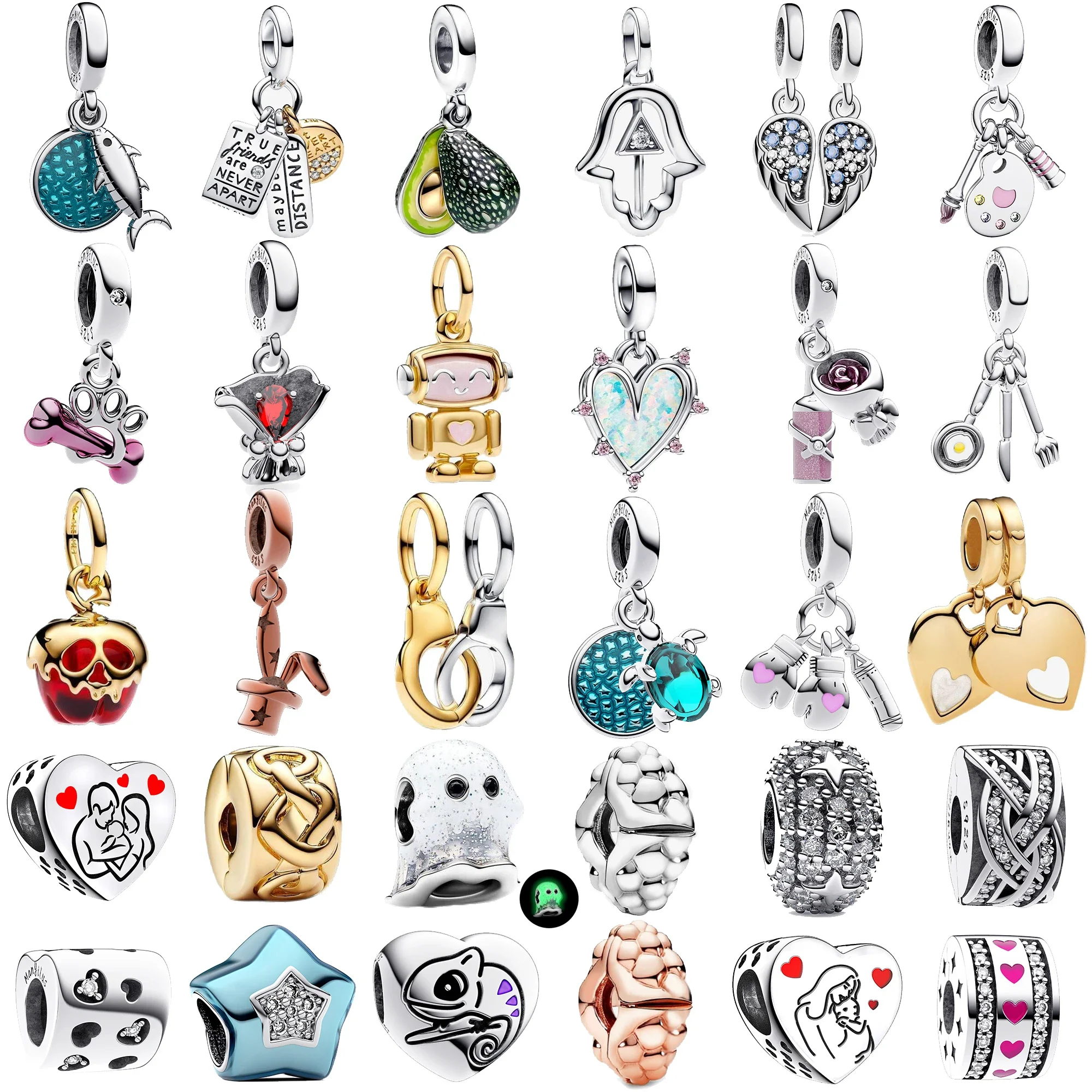 2024 Turtle Octopus Delphin Charm Silber Karat Gold Anhänger Perlen geeignet für original Armband