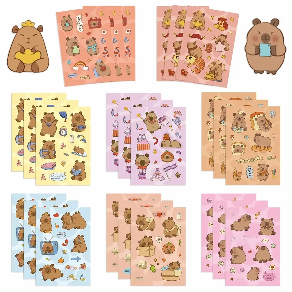 AliExpress NONE 8 Sheets Original Capybara Emoticons Waterproof Graffiti Stickers for Helmet Bicycle Hand Account Pencil Case Decals