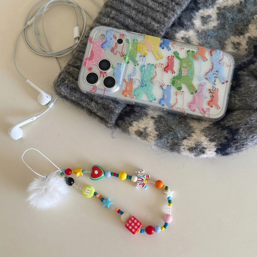 

Fashion creative colorful polka dot pony phone case for 17 16 ProMax 14 15 Pro protective case new shock-proof protective case