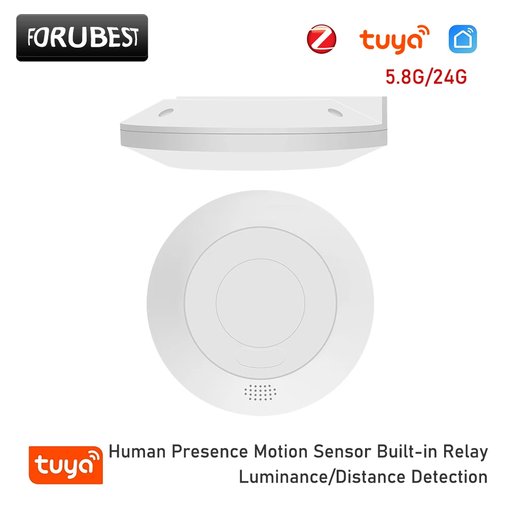 Zigbee-Sensor de presencia de Radar MmWave humano, Detector de movimiento Tuya, interruptor de luz, detección de luminosidad con relé, 5,8G