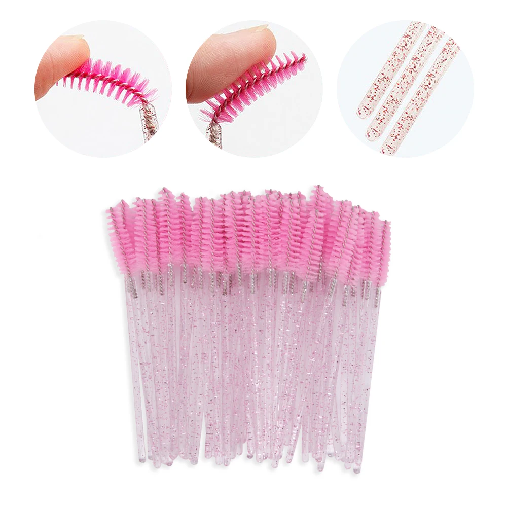 50 Pcs pennello per ciglia in cristallo usa e getta Lash Extension Mascara applicatore bacchette per rossetto Set pennelli per la pulizia strumenti per il trucco