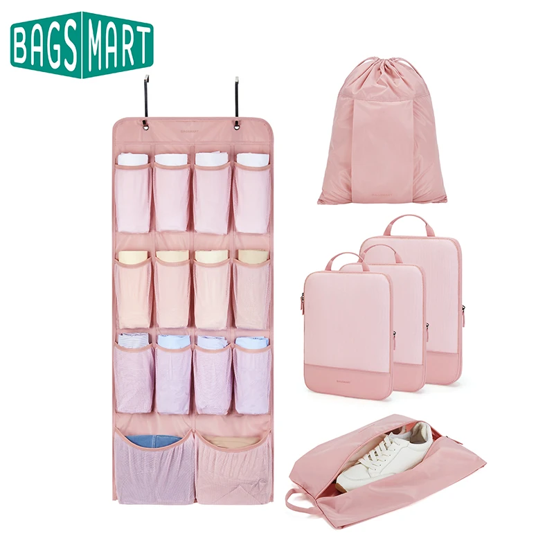 

BAGSMART Hanging Compression Packing Cubes 6Pcs Set for Closet Organization and Luggage Cruise Travel Essentials for Women