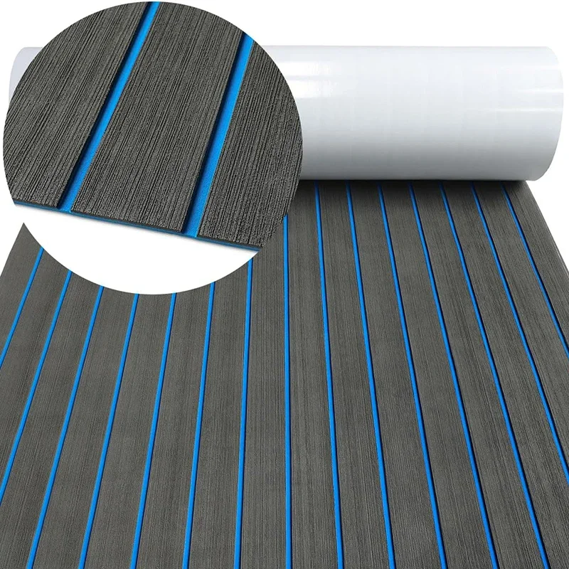 2400*450mm Eva Foam Faux Teak Boot Dek Mat Vel Teak Jacht Marine Vloer Waterdichte Ponton Bruin zwarte Vloeren MotorBoten - afbeelding 2