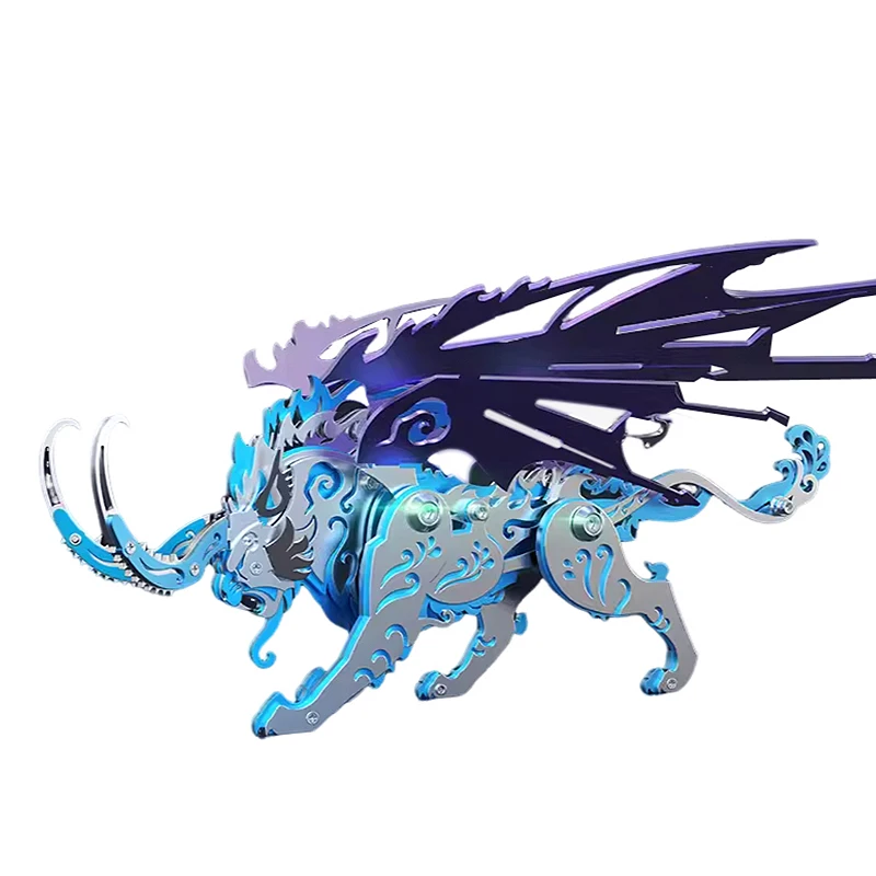 3D DlY Assembly Qiongqi Mechanical Puzzle Metal Model Kits Stainless Steel Beasts Model Toy Set Crafts Toy Gift Home Decoration