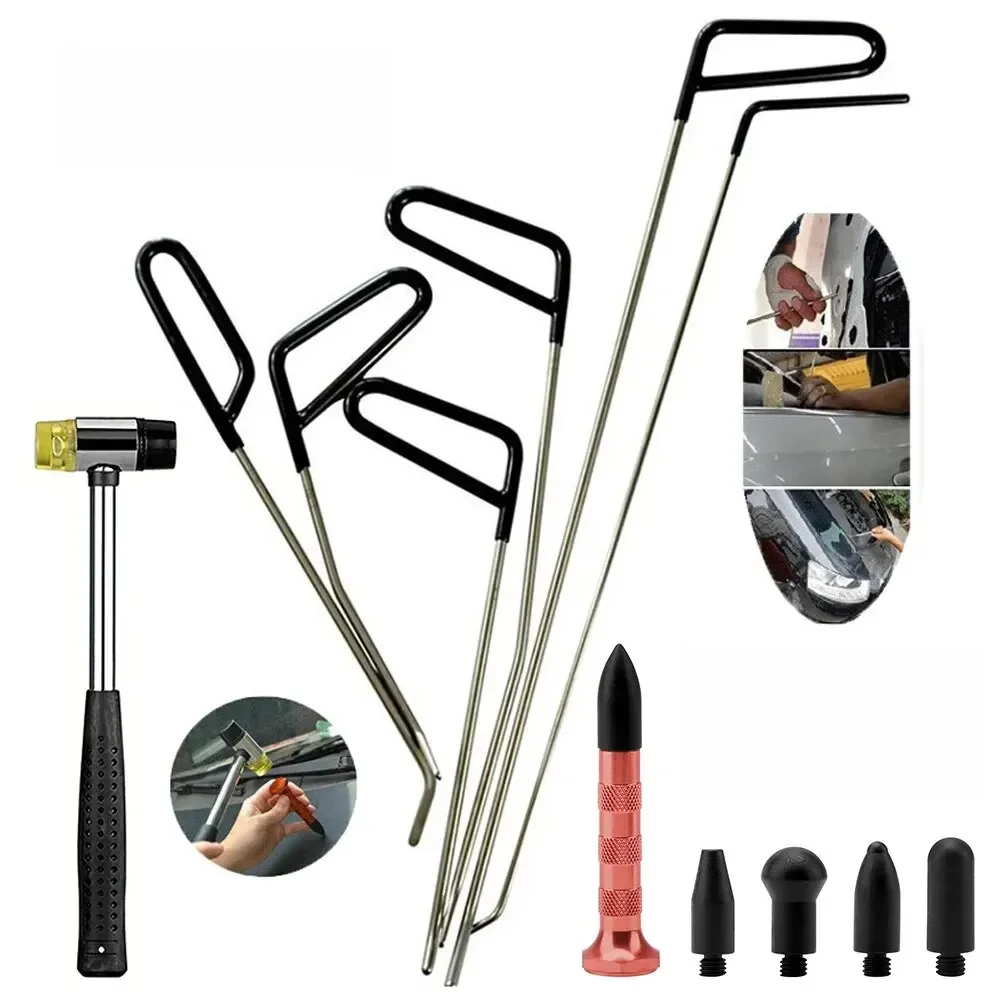 Tiges de crochet de voiture, réparation de Dents sans peinture, dissolvant de grêle, Kits de tiges de crochets, bosses de carrosserie automobile, outils mains en acier inoxydable