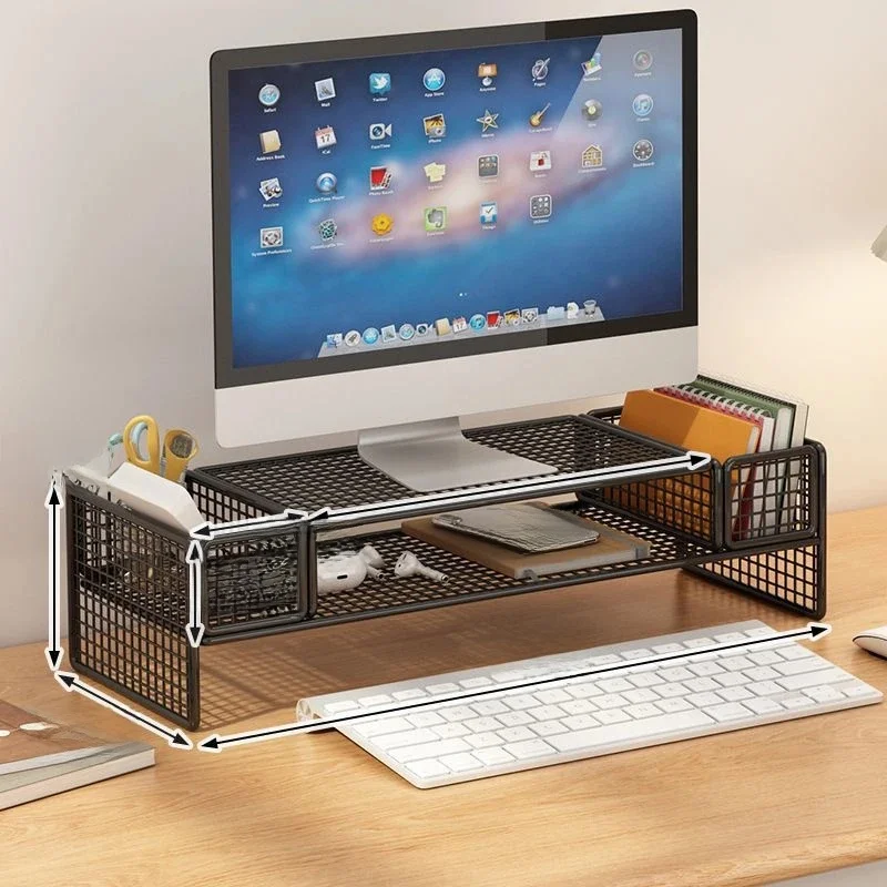 Dwuosobowy uchwyt na monitor komputerowy Uchwyt na stojak na ekran komputera Uchwyt na biurko Laptop Klawiatura Mysz Przechowywanie Organizer Pojemnik na długopisy — zdjęcie 2