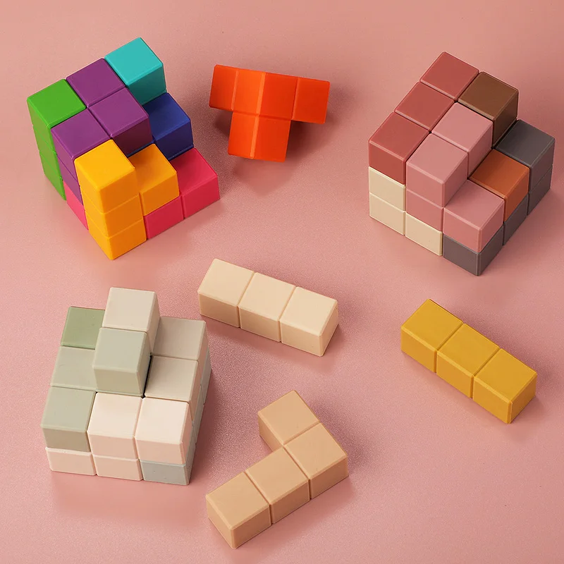 Building Block Toys Food Grade Silicone Arbitrary Splicing Shape Recognition Early Childhood Education For baby Montessori Cube