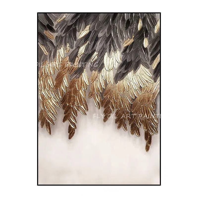 100% Hand Painted gold foil luxury picture landscape scenery Oil Painting on Canvas Art Classic Cuadros Decor Posters gift