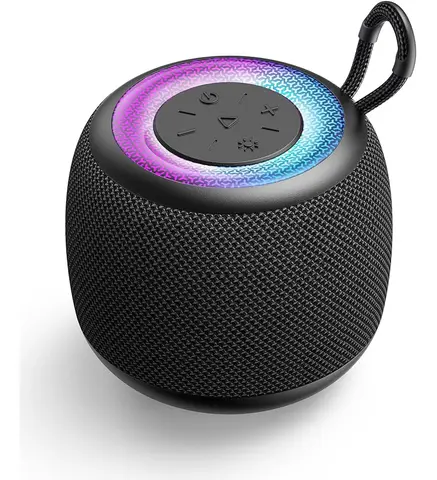 F62 휴대용 블루투스 스피커, 블루투스 5.3, RGB 조명, 스테레오 사운드 및 저음, 컴팩트 크기, IPX5 방수