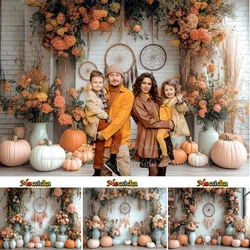 Autumn Pumpkin Background Photography for Baby Maternity Photos Boho Dreamcatcher Floral Brick Wall Backdrop Newborn Photocall