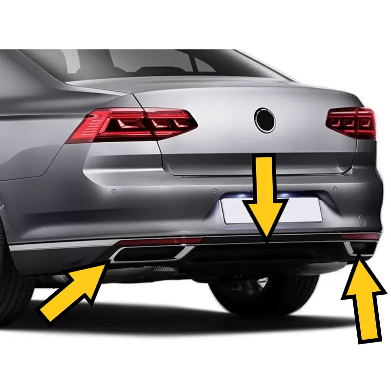 

For VW Passat B8.5 Chrome Exhaust Diffuser Frame Stainless Steel Cover R Line 3 Pcs Tuning Car Chromium Accessories