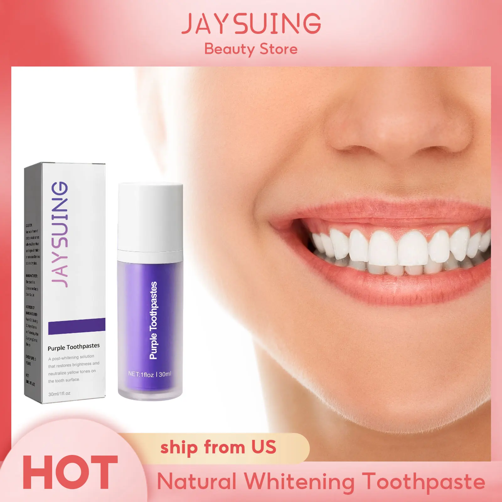 Purple Toothpaste Tartar Remover Fresh Breath Smile Ease Whitening Toothpaste Against Sensitive Teeth Cleaning Mouth Gum Care