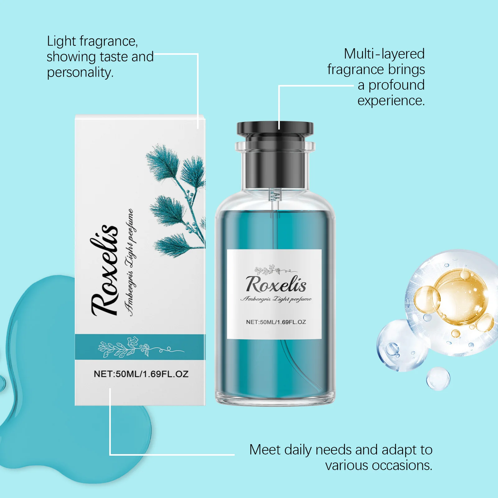 Roxelis 50ml parfum en bois d'ambregris durable frais naturel rencontres parfum libération charmant Niche Glamour parfum en bois