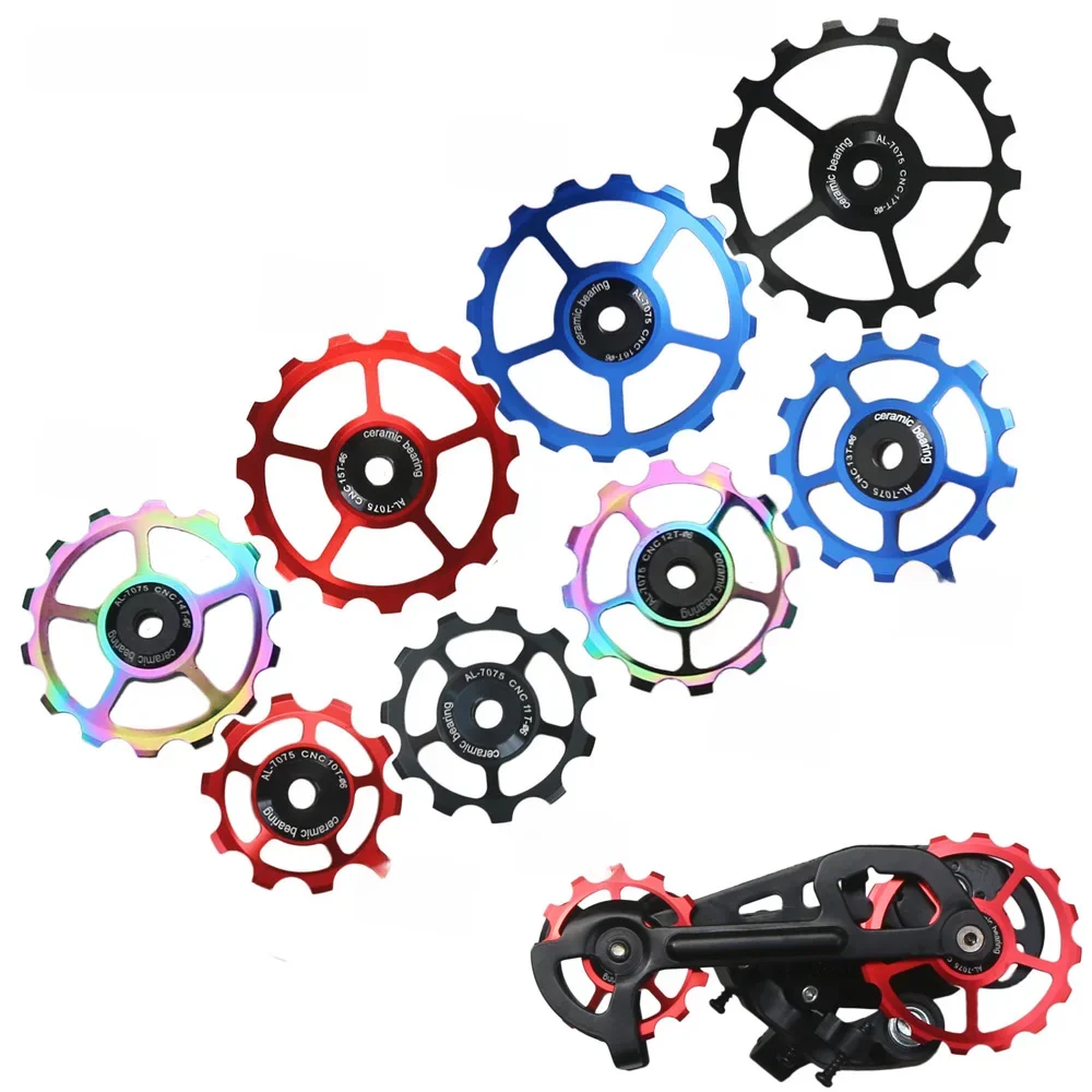 AliExpress GANOPPER MTB Bicycle Rear Derailleur Jockey Wheel 10T-17T Ceramic Bearing Pulley AL7075 CNC Road Bike Guide Roller Idler 4mm 5mm 6mm