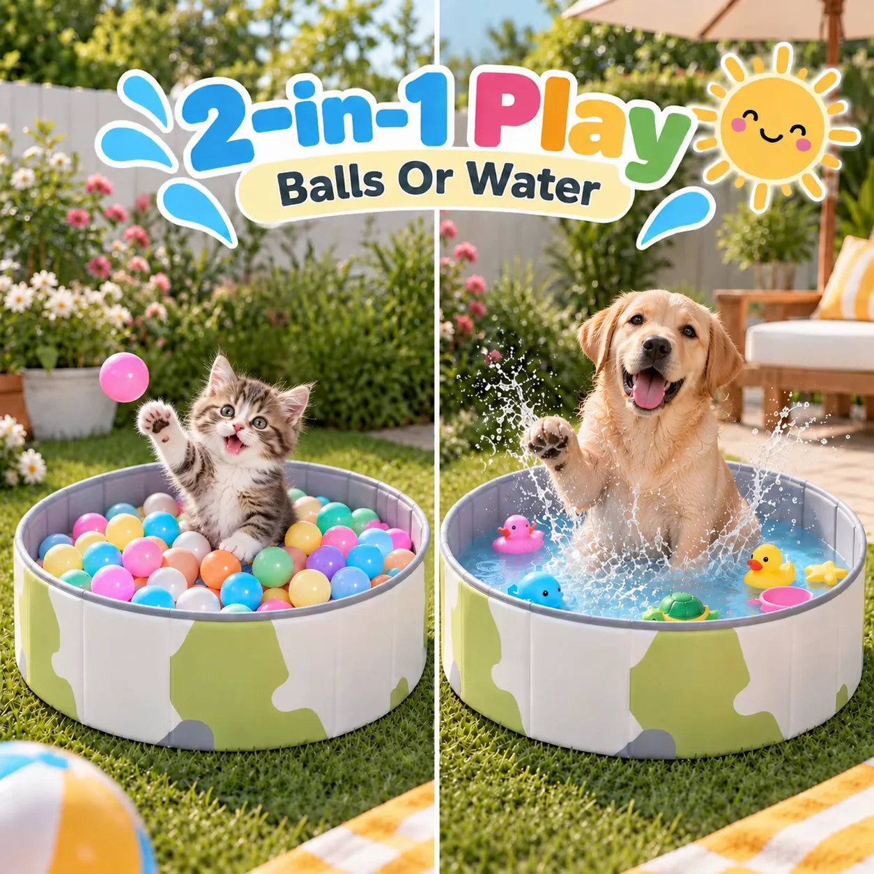 Foldable Round Play Pit Pool Waterproof PVC Material, Easy Wipe Clean Portable Storage For Pet & Home Indoor Leisure Game Pit