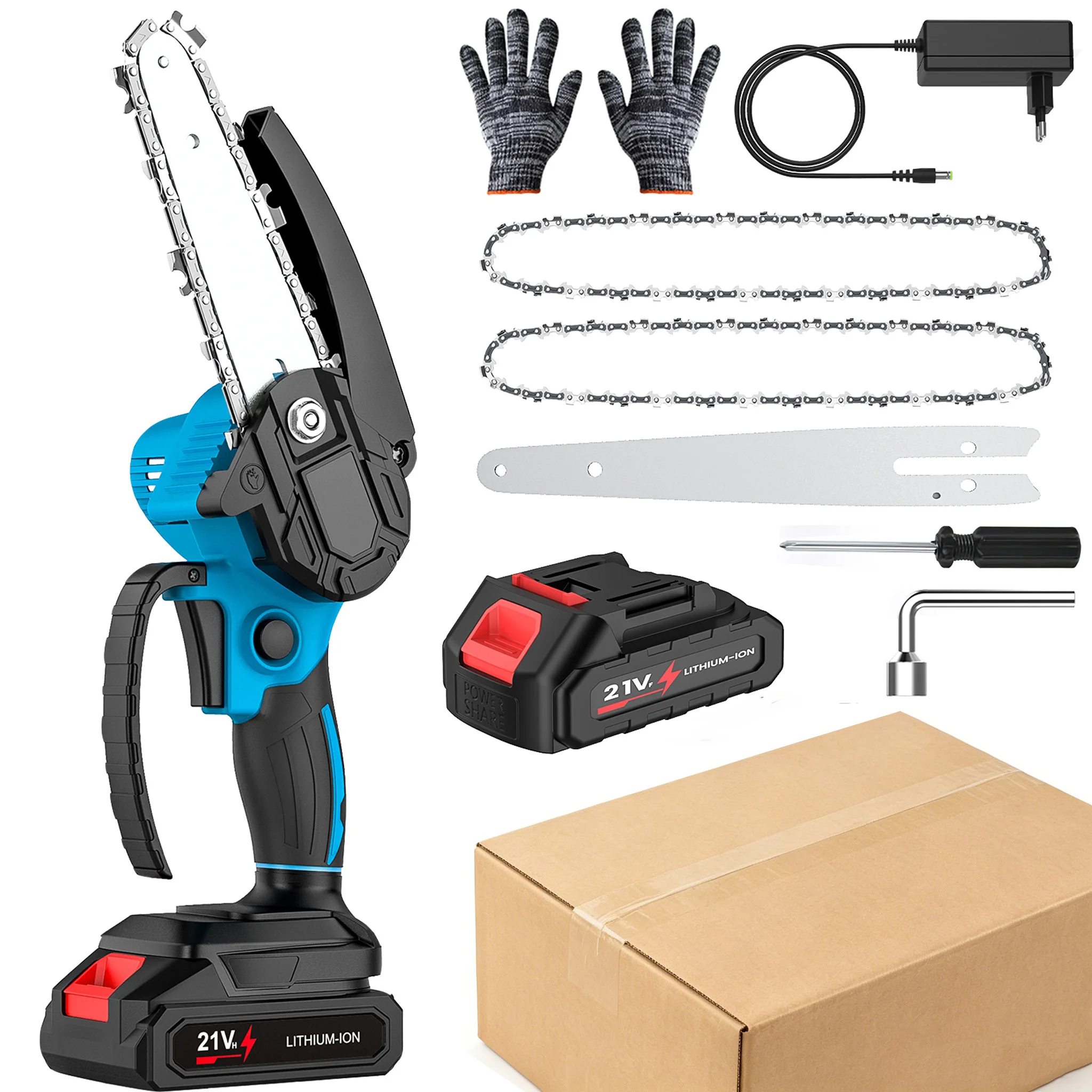 Scie à élaguer électrique 3000W, tronçonneuse électrique 6 pouces, mini-tronçonneuse portative, coupe-branches, outils électriques pour l'entretien du jardin