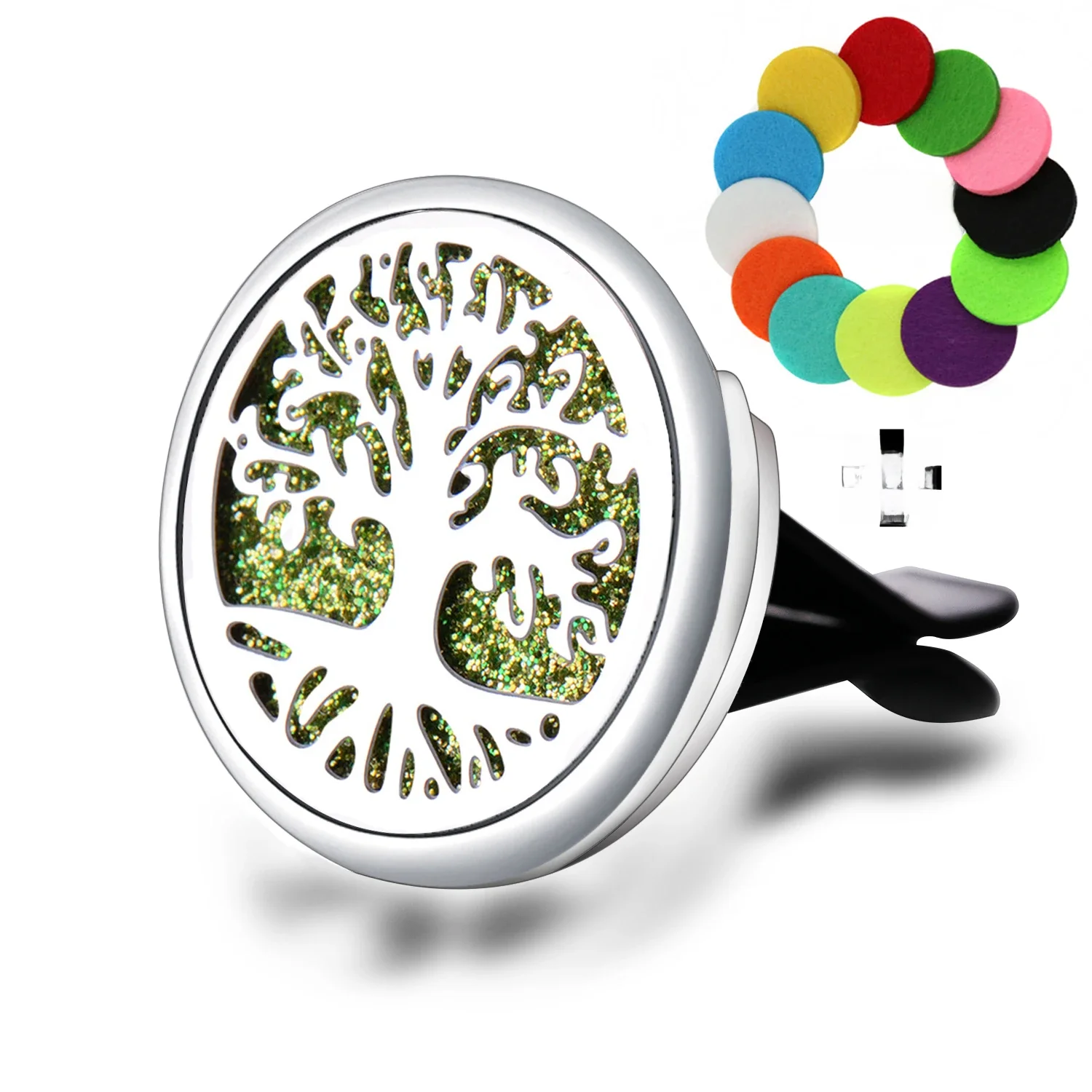 Joint d'aromathérapie pour voiture, arbre de vie, sortie d'air de voiture en acier inoxydable, diffuseur d'huile essentielle, médaillon de parfum à la mode, bijoux