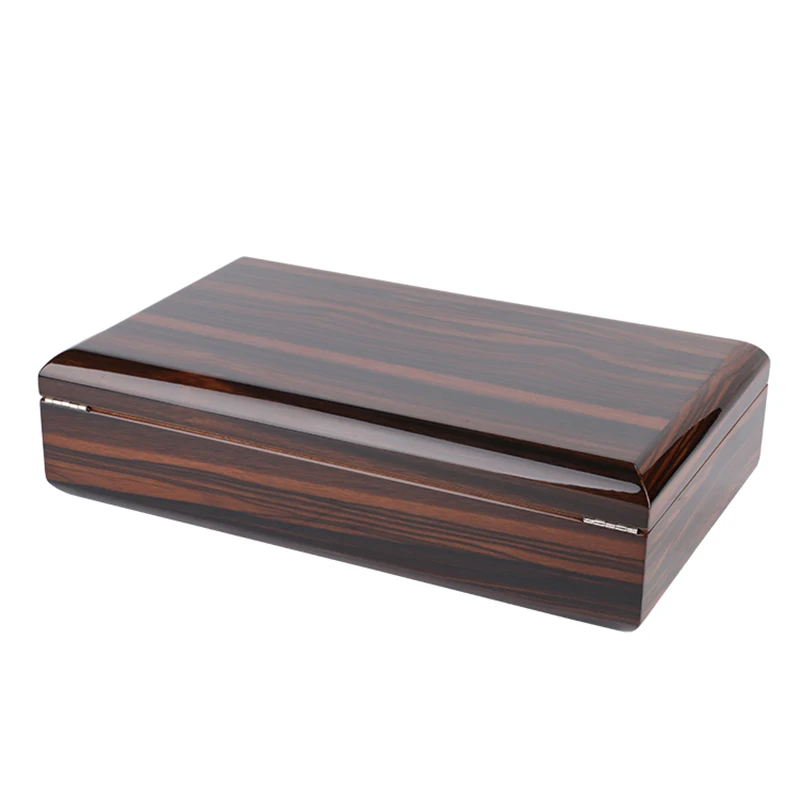 Luxury Glossy Rectangle Cigar Humidor Walnut Solid Wood Cabinet Office Household Cigar Case Large Capa