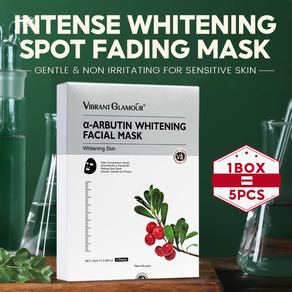 

VIBRANT GLAMOUR α-Arbutin Whitening Facial Mask Instant Brightening Hydrating Niacinamide Spot Fading Firming Repair Skin