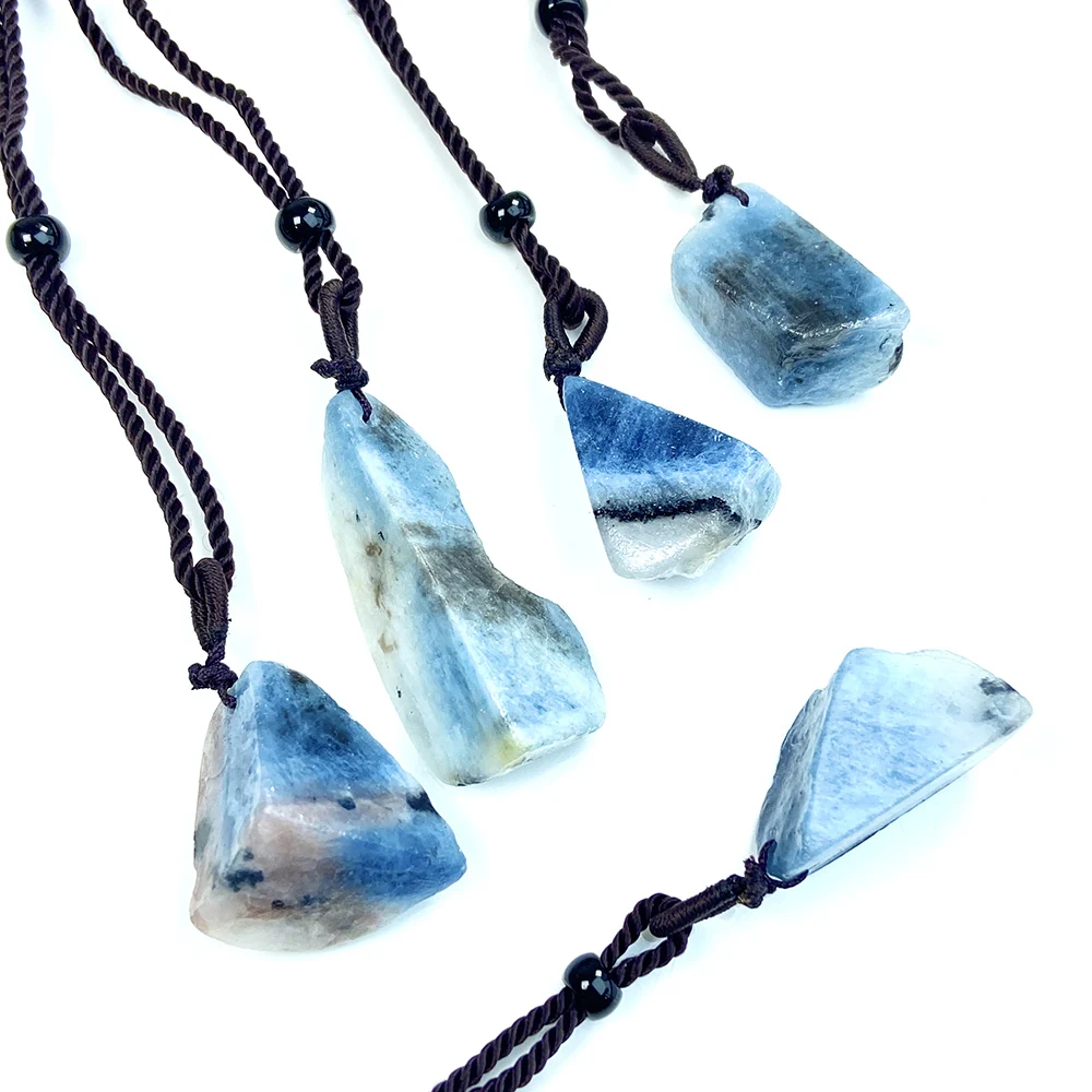 

Aquamarine Blue Pendant Necklace for Men and Women, Raw Stone Crystals, Simple Jewelry, Anniversary, Fashion, 1Pc