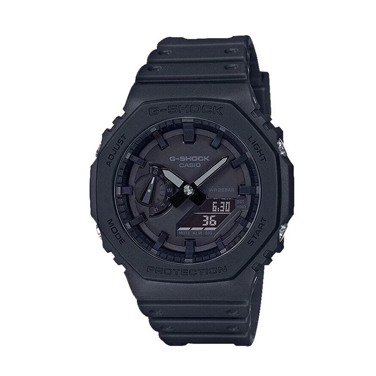 Reloj CASIO GA-2100 Octagon - Ultrafino con Núcleo de Carbono, Resistente al Agua 200M, Resistente a Impactos, Deportivo Analógico-Digital Negro