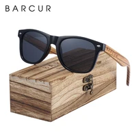 Gafas de sol BARCUR, Gafas de sol polarizadas de madera de cebra, hechas a mano, marco de madera Vintage, Gafas de sol de conducción masculinas, Gafas con caja