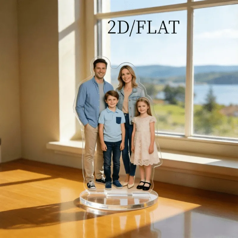Create 2D/flat exclusive acrylic standees, two-dimensional desktop collectibles, with a round transparent base for display - view 3