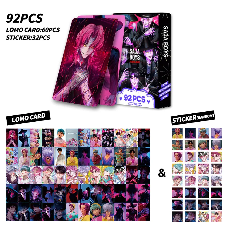 92pcs KPOP Demon Hunters HUNTR/X K-POP Photocards Set with Holder - Cartoon Anime Collectible Cards, Idol Photo Collection Gifts