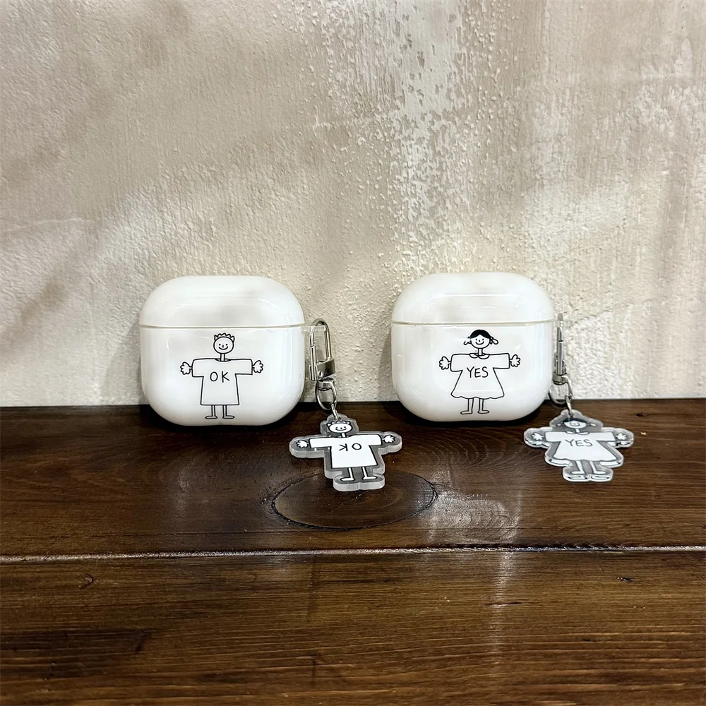 

INS Cute Fashion Couple Line Boys and Girls TPU Earphone Cover, Suitable for Apple AirPods 4/3/2 Pro 2/3 Bluetooth